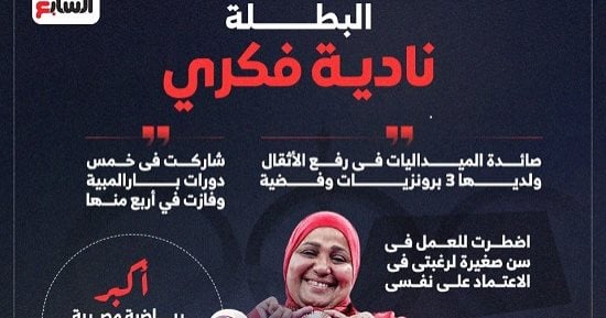 نادية فكرى صائدة البطولات ومحطمة الأرقام البارالمبية إنفوجراف